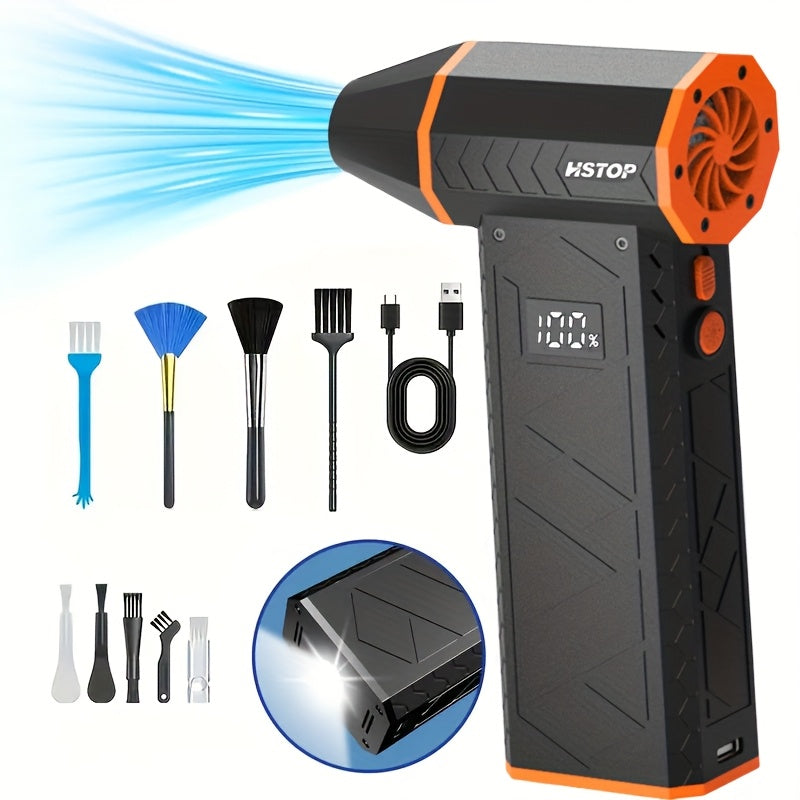 High-Speed Turbo Handheld Air Blower with Digital Display and Dual 5000mAh Batteries