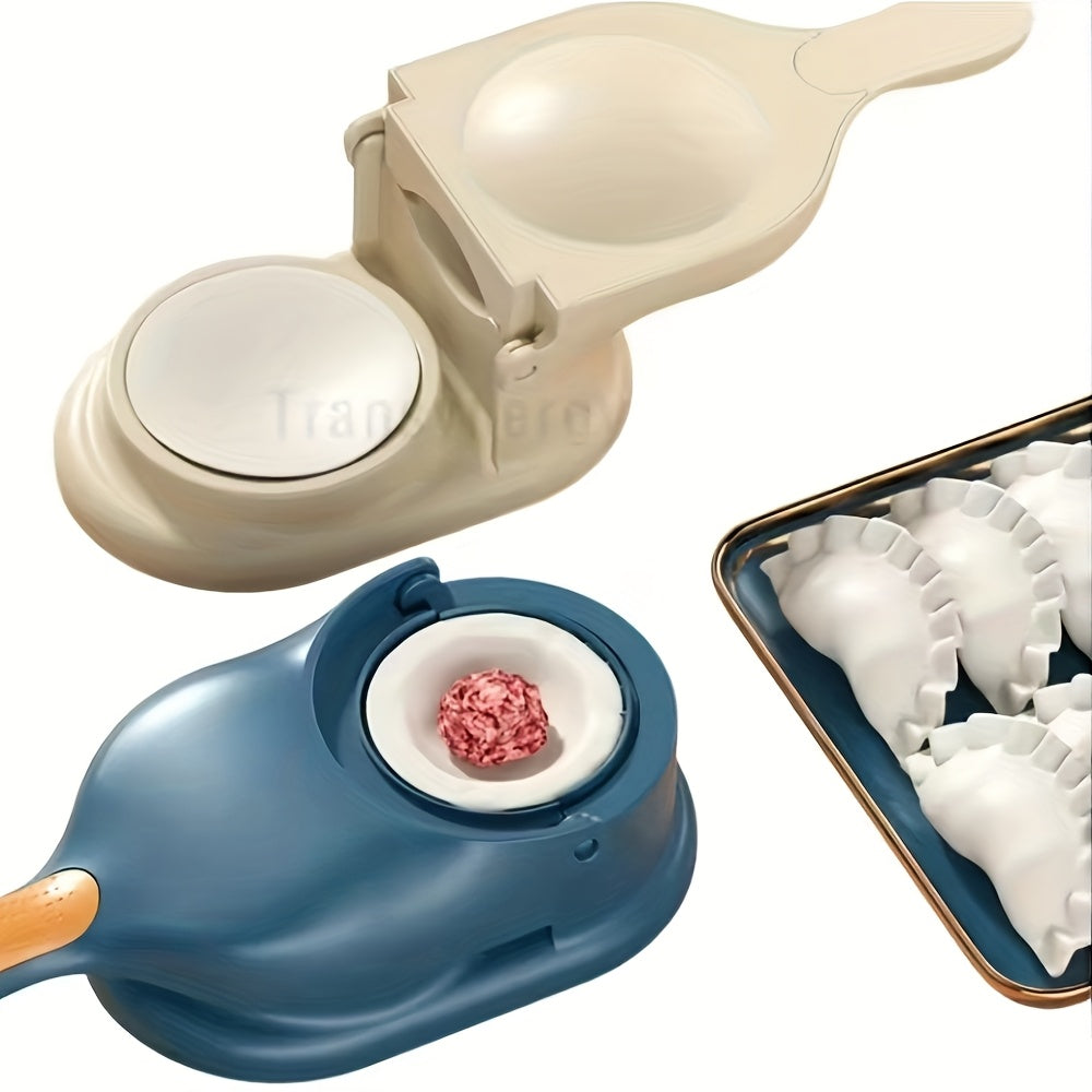 2-in-1 Dumpling and Tortilla Maker with Interchangeable Molds Blue and Yellow