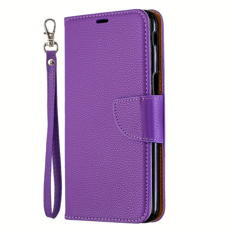 Lychee Pattern Faux Leather Flip Cover Phone Case with Card Slot for Various Models