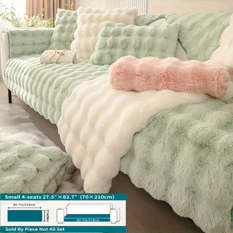 Winter Plush Sofa Cover Anti-Slip Dustproof Slipcover for Couch Living Room Bedroom