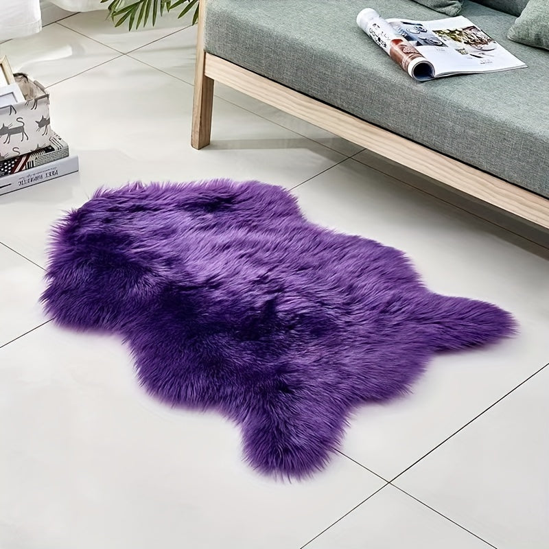 Faux Sheepskin Area Rug, Solid Color, Lightweight, Easy to Clean, Indoor Use