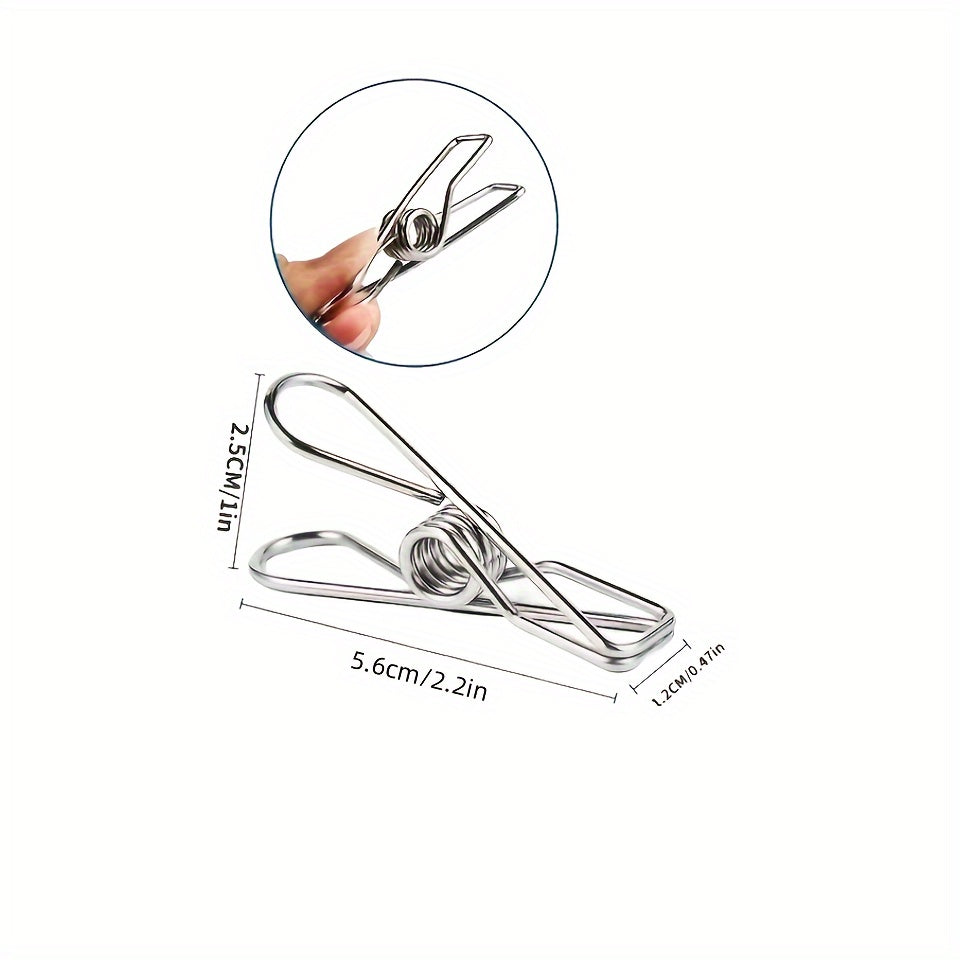 20-Piece Stainless Steel Clothes Pegs for Laundry Kitchen Outdoor and Office Use