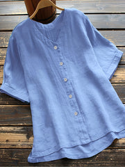 Women's Plus Size Teal V-Neck Short Sleeve Blouse Casual Button-Up Shirt