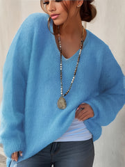 Women's Plus Size V-Neck Sweater Long Sleeve Fall Winter Soft Elegant