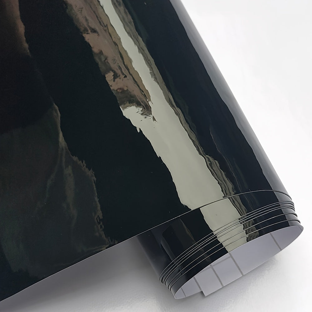 Avtomobillar, noutbuklar, telefonlar, mototsikllar uchun qora yaltiroq vinil avtomobil qoplamasi, 10-50 sm