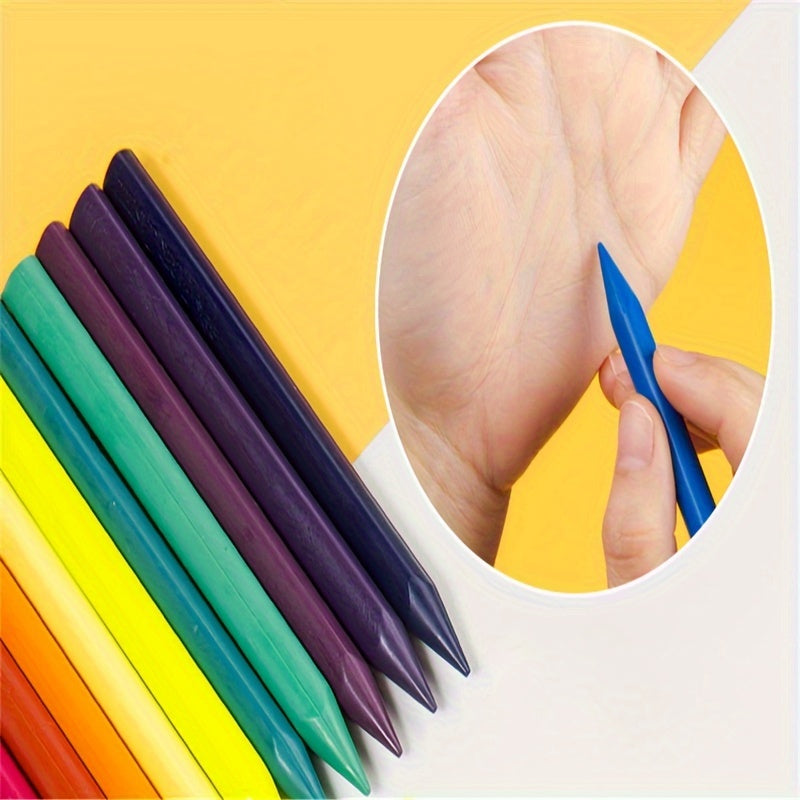 Washable Triangular Crayons for Kids 6 12 18 24 Colors Ergonomic Grip Non-Staining