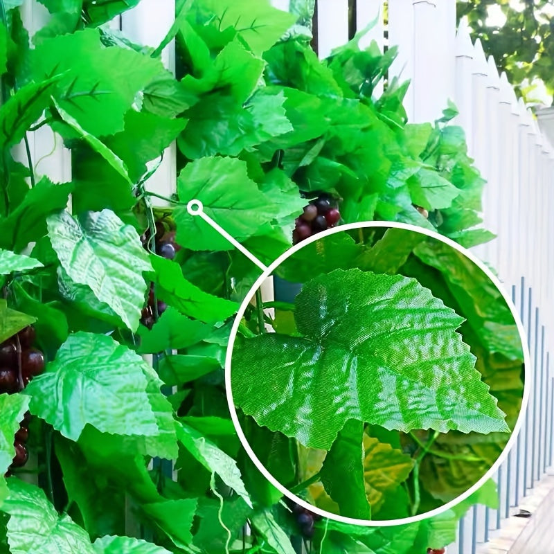 Artificial Grape Vine Decorations Set with 20 Leaves for Home Garden Party and Restaurant