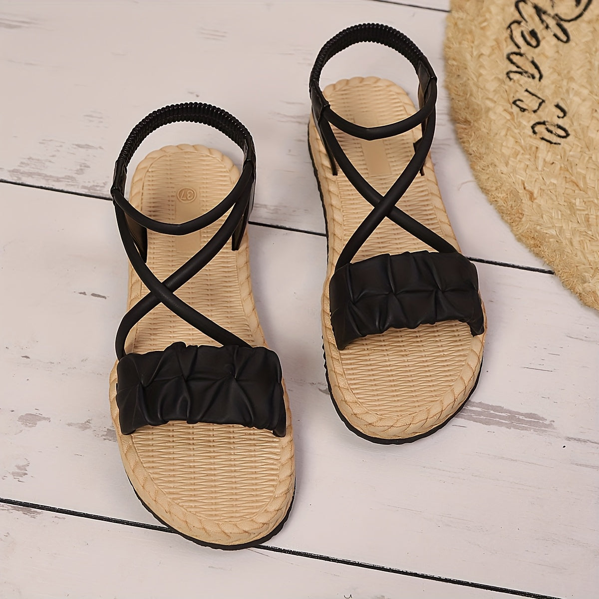 Women's Summer Cross-Strap Beach Flat Slip-On Shoes