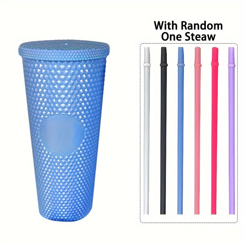 3 бутылки для воды с соломкой Durian Texture, многоразовые - двойной слой пластика, без BPA, пастельный розовый и голубой, 450 мл/700 мл/1100 мл для путешествий, фитнеса, кемпинга и повседневного использования