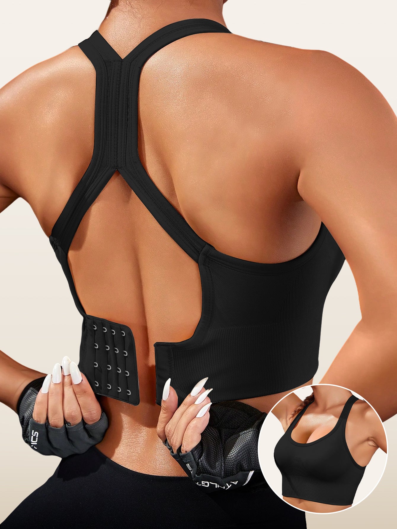 Women's Sports Bra Removable Pads Breathable Knit No-Slip Nylon for Gym Yoga