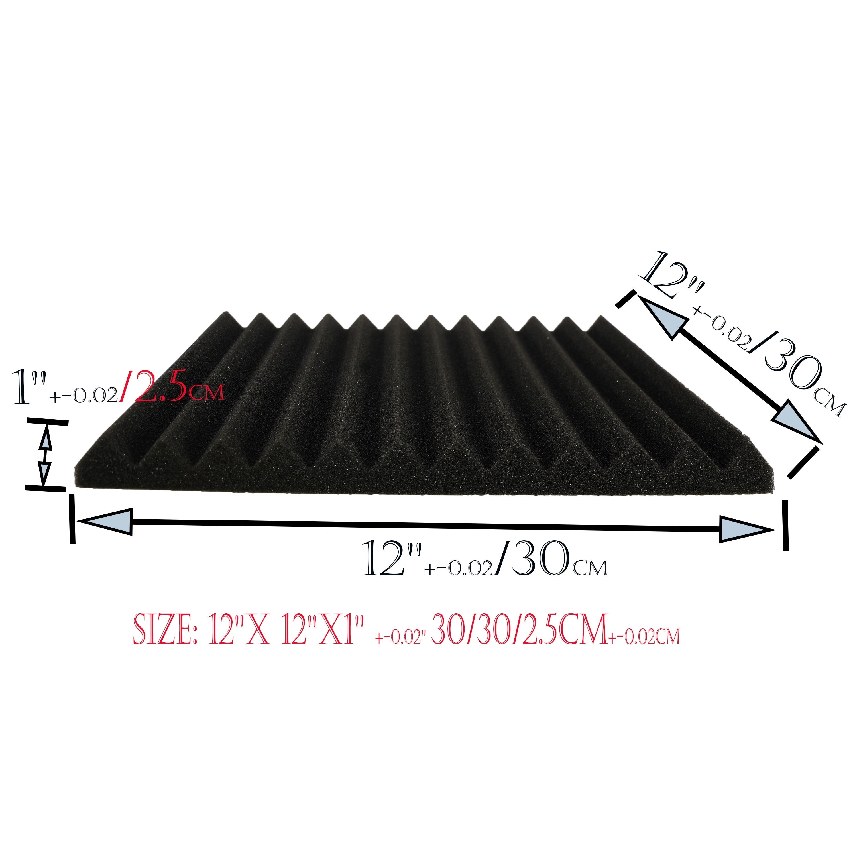 50 Pack Black Acoustic Foam Panels 30x30x2.5cm Soundproofing Noise Reduction for Recording Studio Home Theater