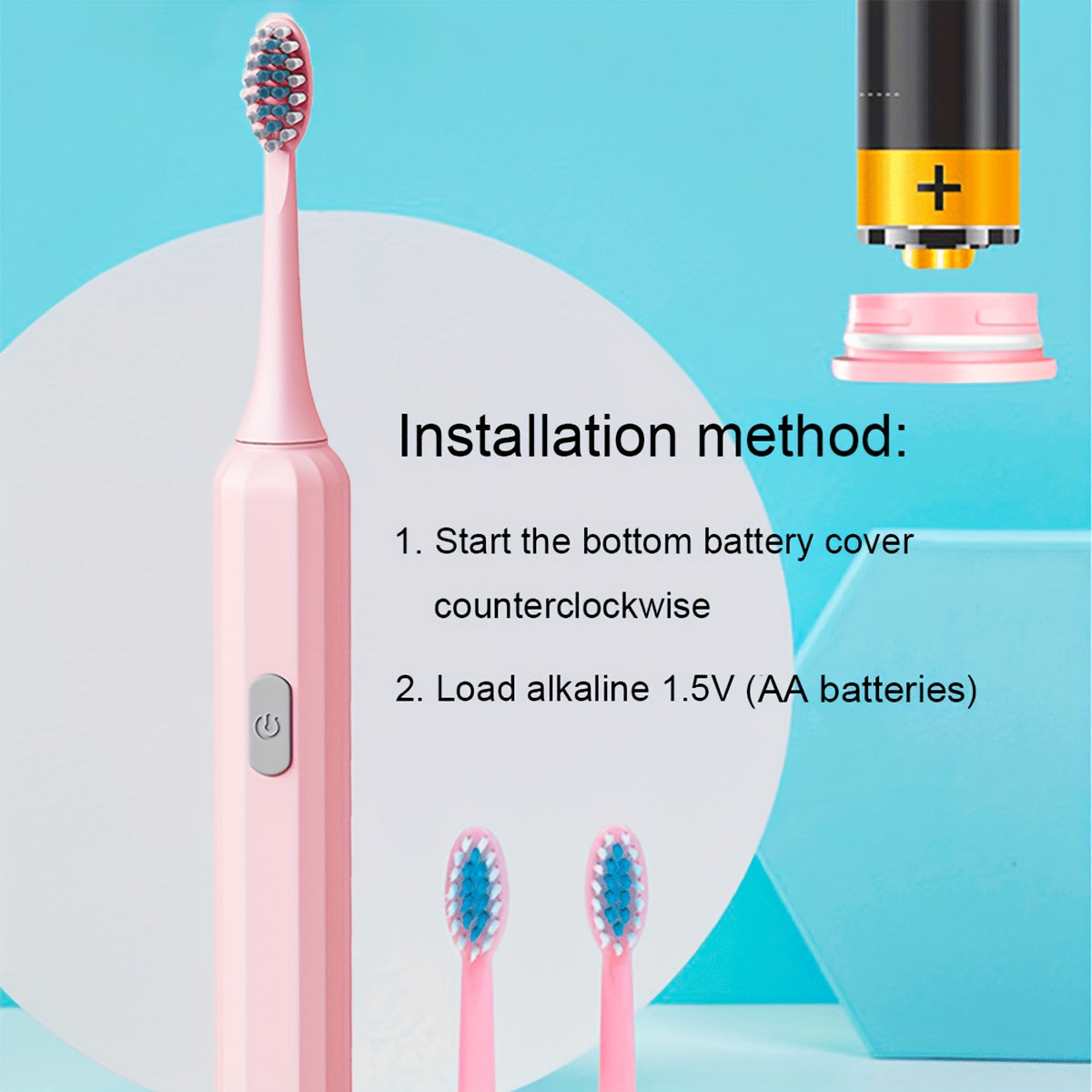 Cepillo de dientes eléctrico para hombres y mujeres, cepillo suave, tecnología de ondas sonoras, portátil, batería AA