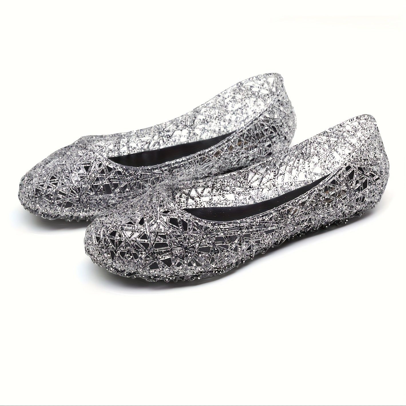 Sandalias planas transpirables de cristal para mujer, sandalias de verano de malla con slip-on en rosa, gris y marrón