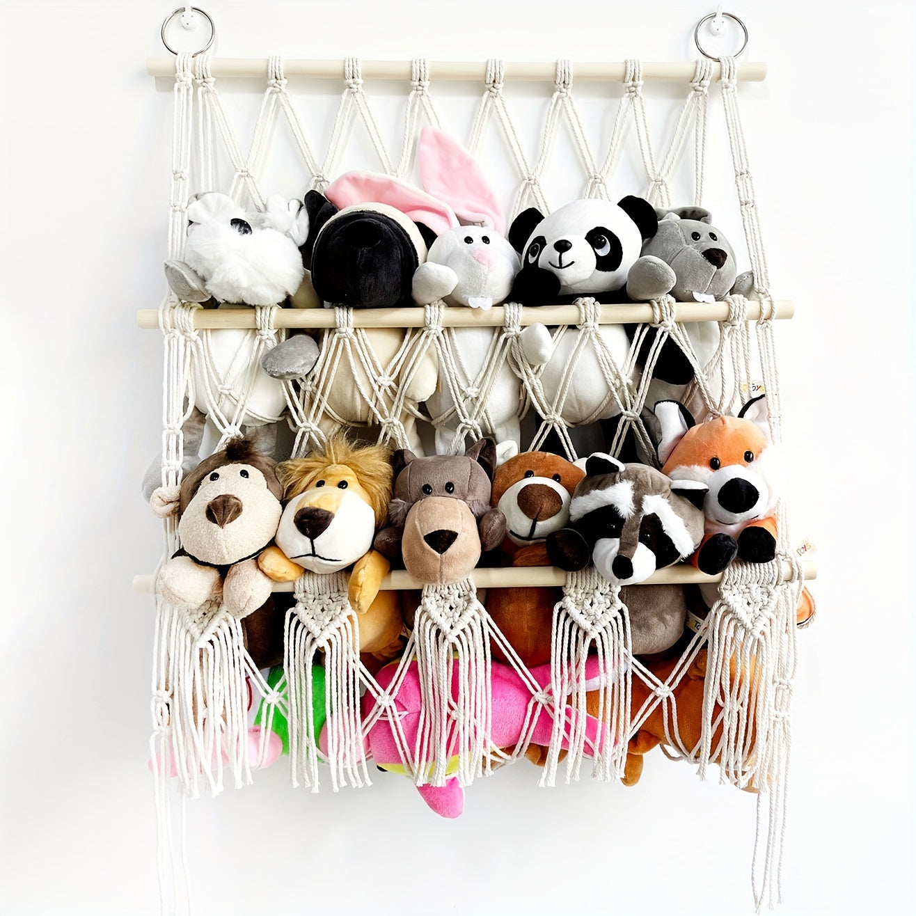 Woven Storage Organizer for Plush Toys Hanging Net Nursery Playroom Bedroom