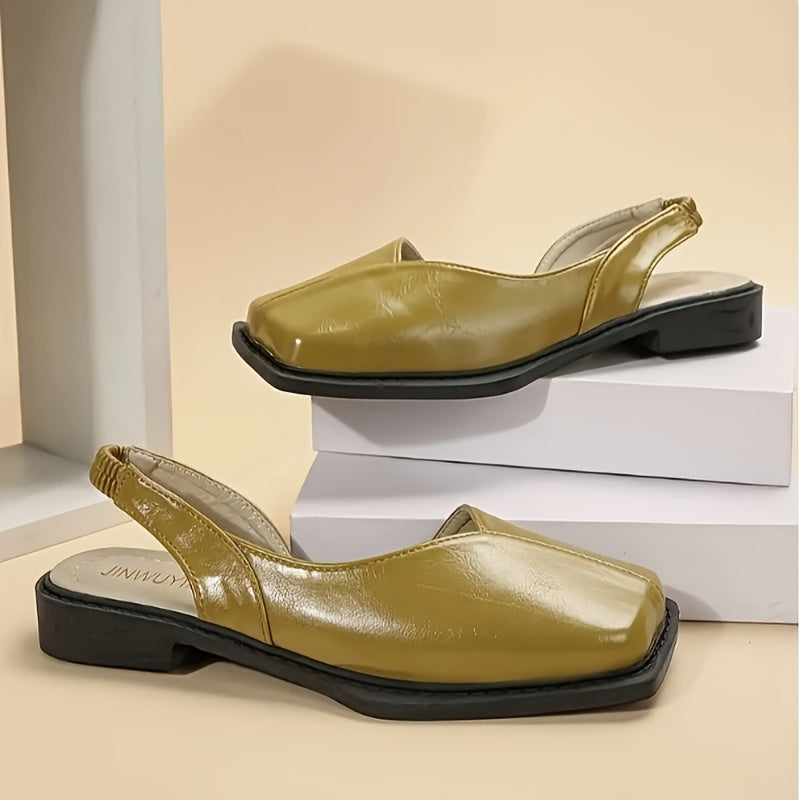 Zapatos planos tipo Mary Jane con cubierta falsa para mujer, diseño con recortes y punta cuadrada