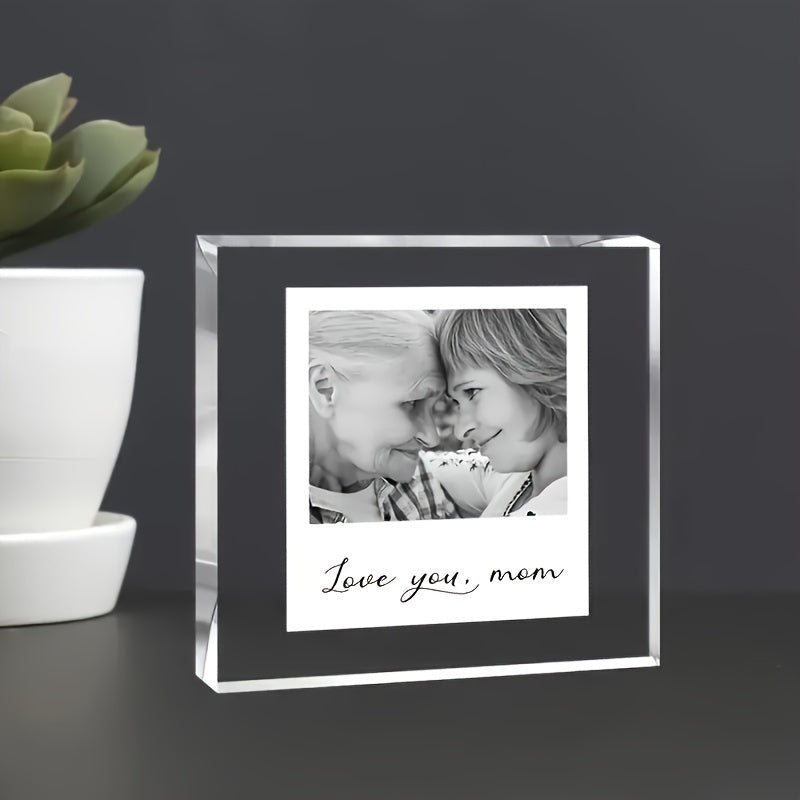 Customized Acrylic Photo Frame with Love You Mom Engraving for Gifts