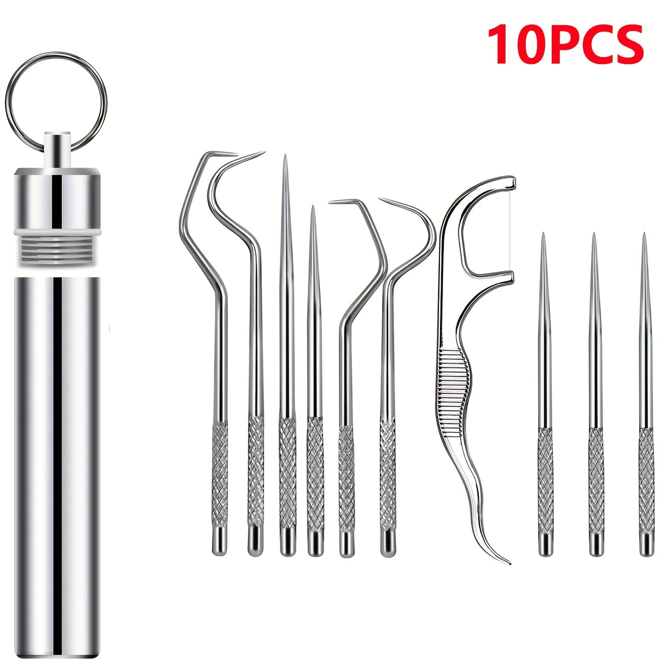 Stainless Steel Toothpick Set with Keychain Reusable Titanium Waterproof Holder for Travel and Outdoor Use