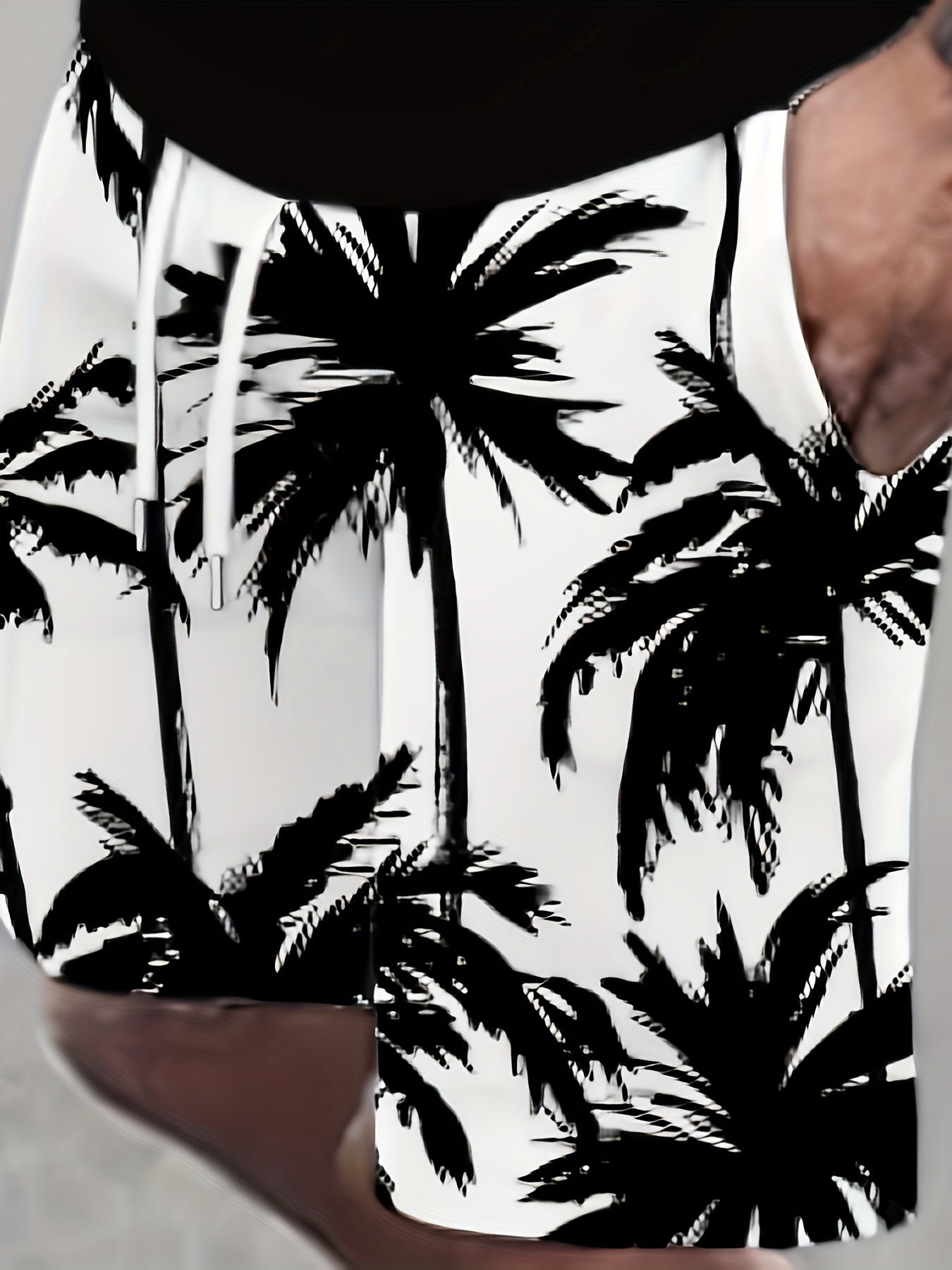 Men's Casual Outfit Set Polyester Cartoon Print Crew Neck T-Shirt and Shorts