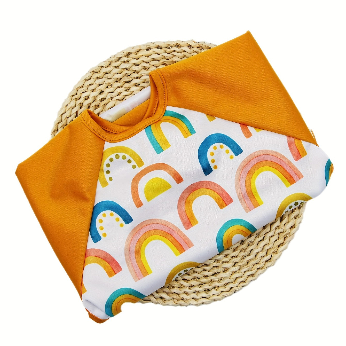 Baby Bibs Rainbow Print Long Sleeve Bib Suit for Babies 6-24 Months One Size