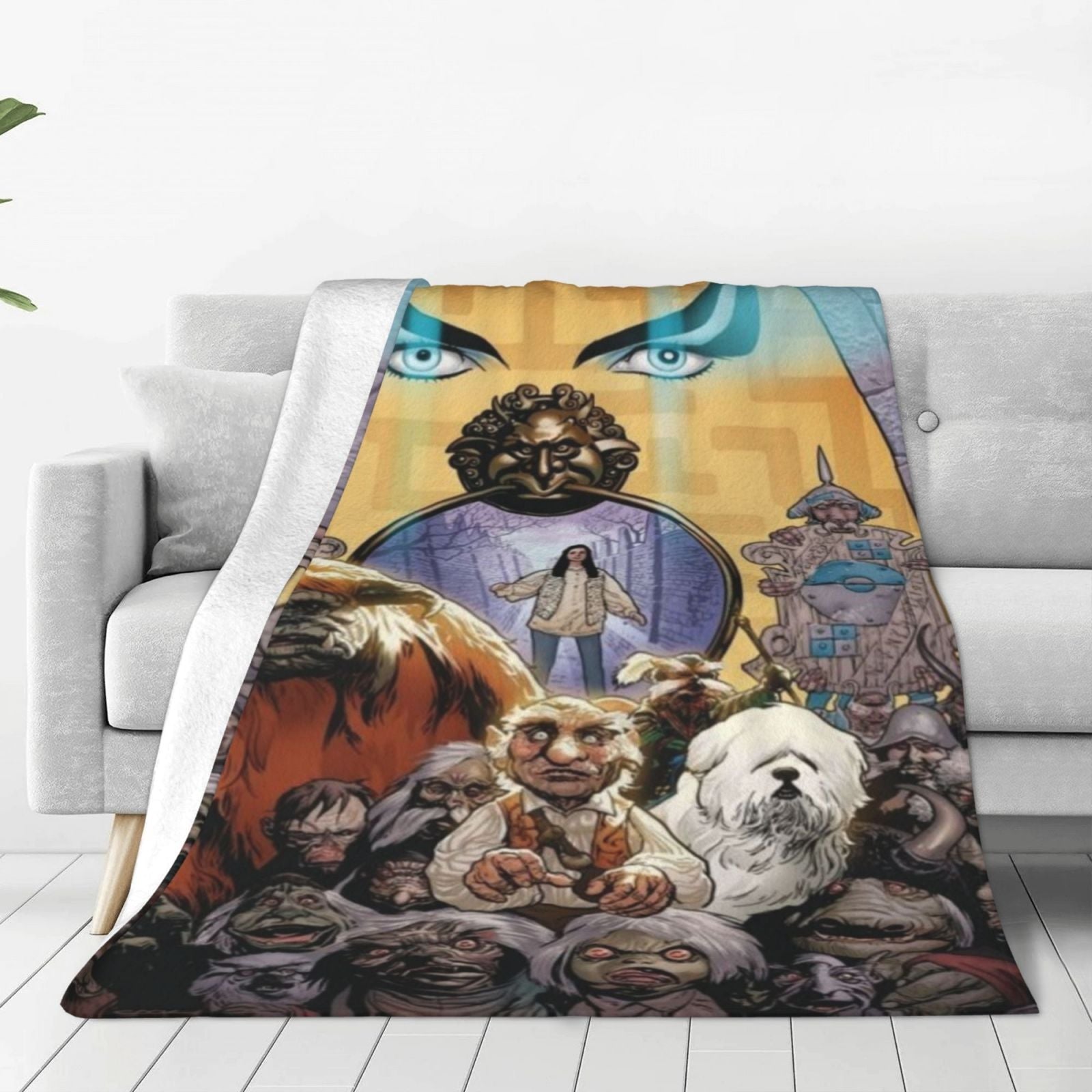 Labyrinth Flannel Throw Blanket Soft Plush Digital Print All-Season 250-300gsm