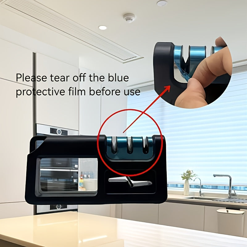 4-в-1 точилка для кухонных ножей с алмазным камнем, эргономичной ручкой, регулируемым углом, длиной 19 см