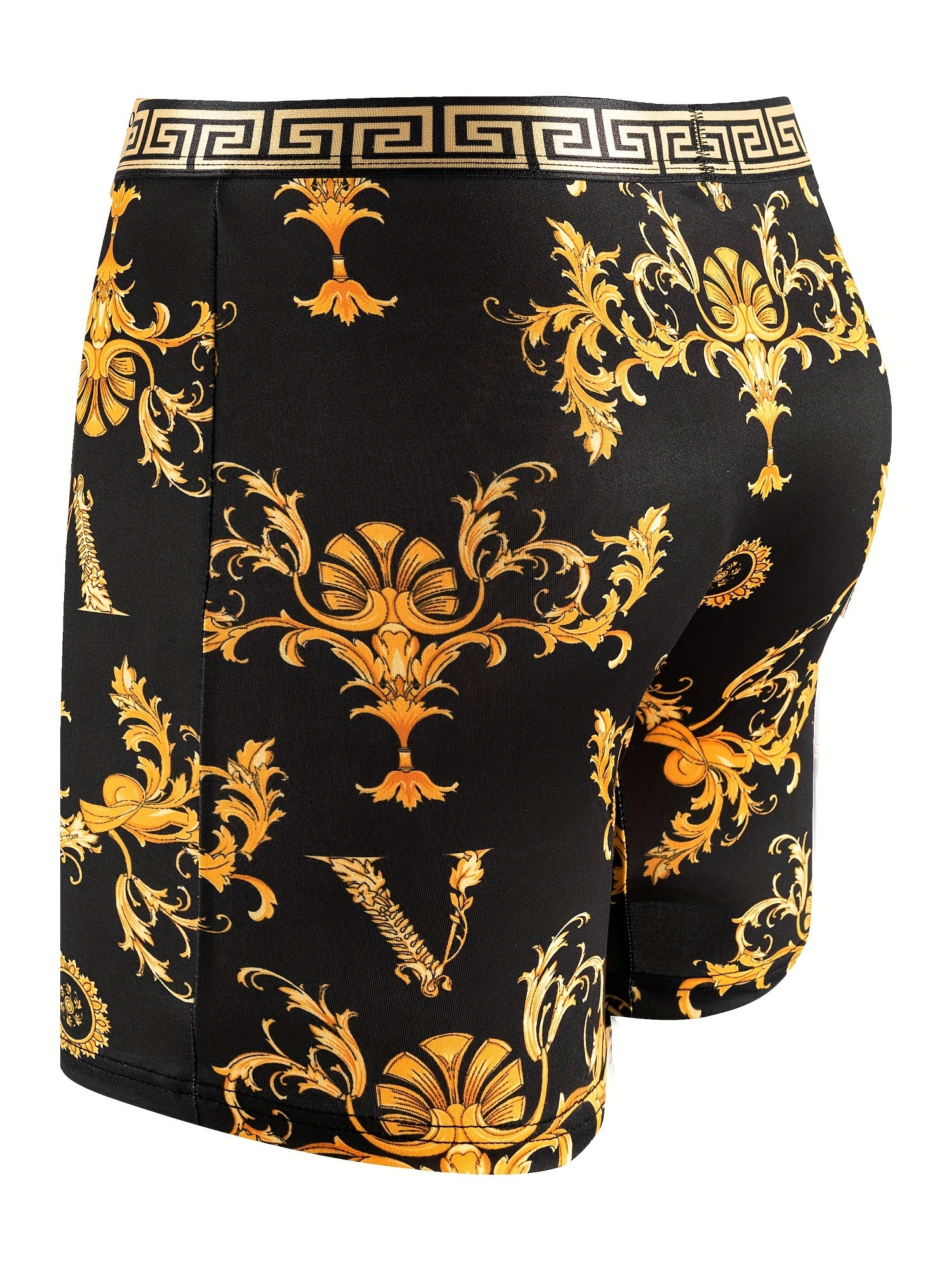 Men's Boxer Briefs 5 Pack Geometric Pattern Breathable Polyester Stretch Black Gold