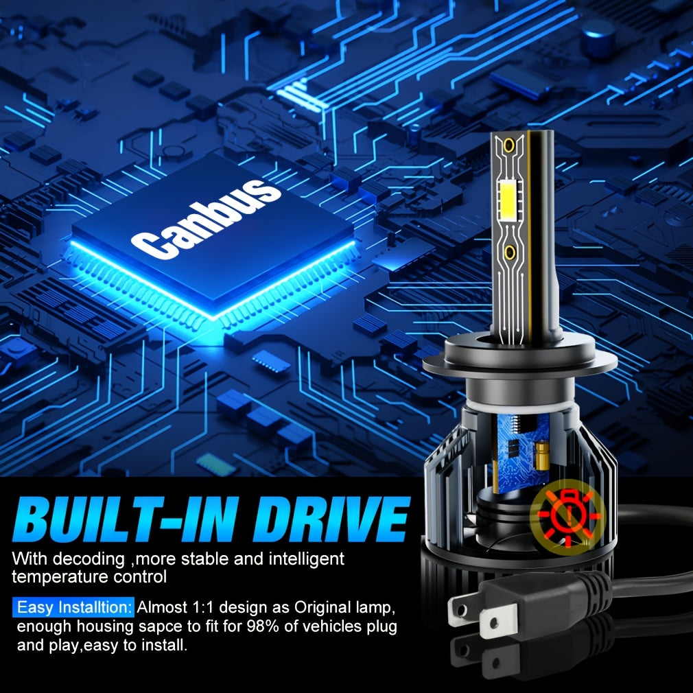 2 шт. автомобильных LED-лампочек для головного света 6000K белого цвета с чипами CSP 60W для дальнего и ближнего света