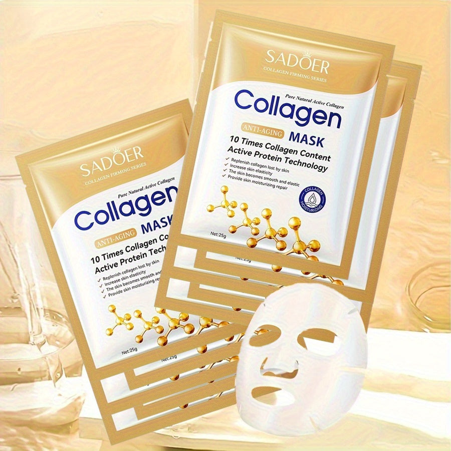 10-Pack Collagen Facial Masks for All Skin Types Moisturizing and Firming