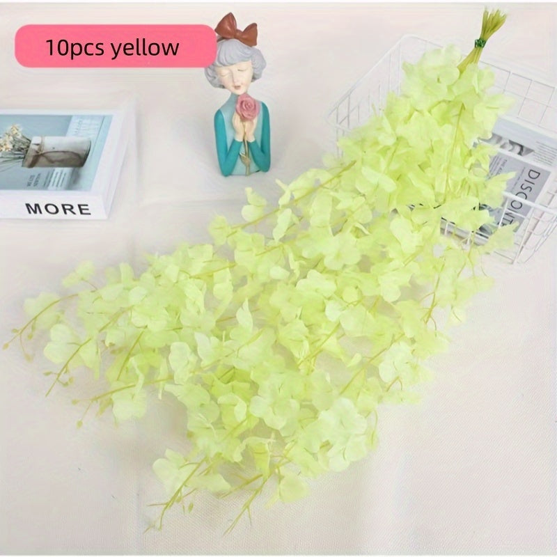 10 piezas de flores artificiales de vid púrpura para decoración de bodas y vacaciones al aire libre