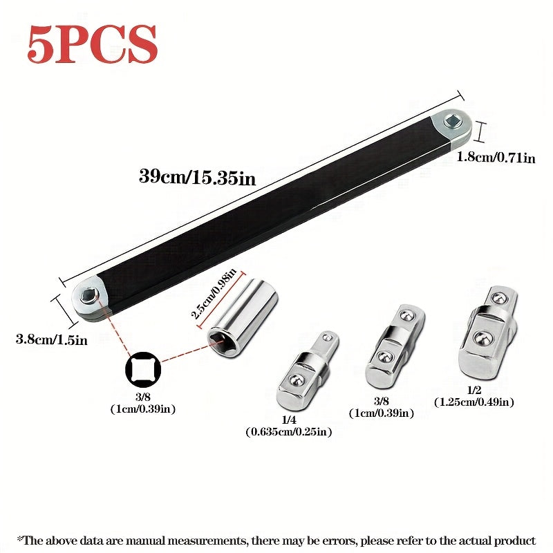 2-in-1 Impact-Ready Offset Extension Wrench Kit with Ratchet and Adapters