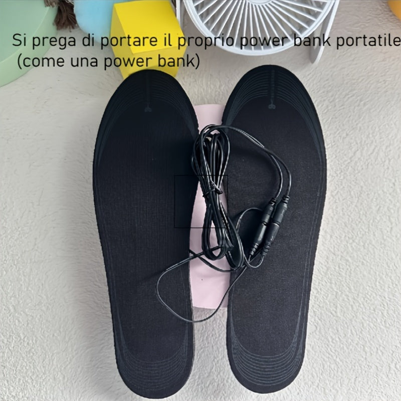 Unisex Electric Heating Insoles USB Rechargeable Shoe Inserts with Carbon Fiber Heating Element