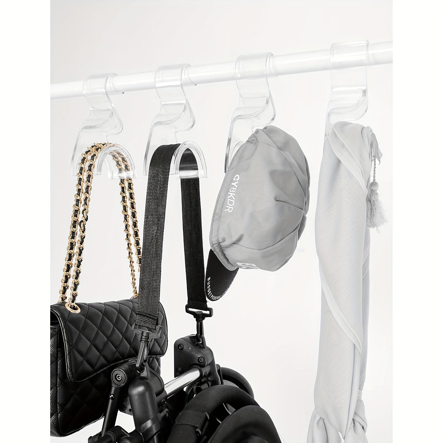 Set of 2 Clear Acrylic Purse Hangers Closet Organizer Hooks for Handbags
