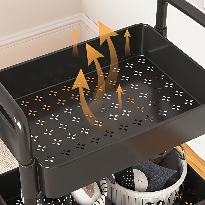 Heavy-Duty Plastic Utility Cart with Wheels, Multi-Purpose Floor Organizer