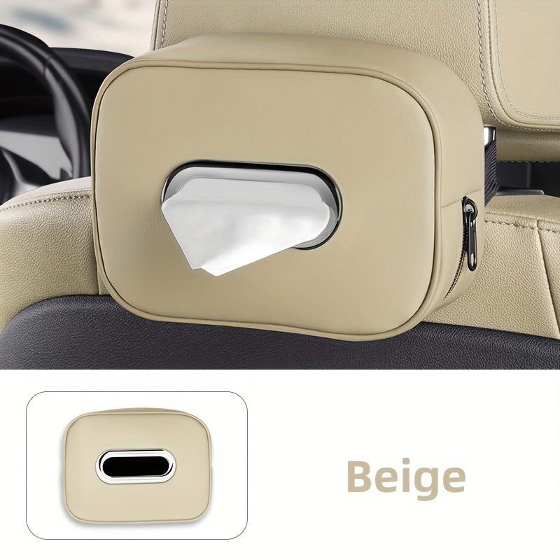 PU Leather Car Tissue Box Holder Multi-Functional Vehicle Organizer