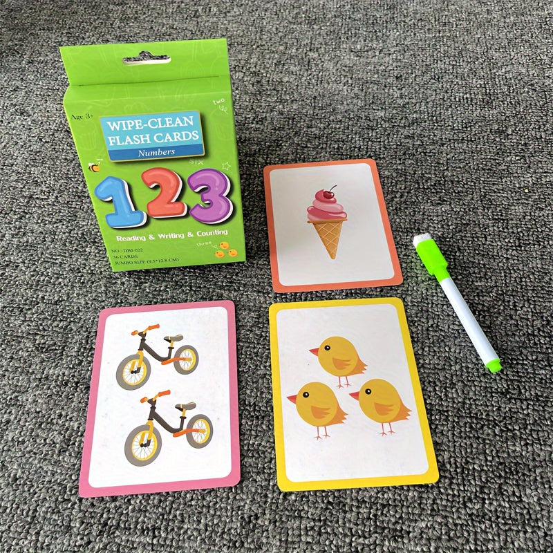 Educational Flash Cards for Kids Erasable Learning Set Numbers Letters Addition Subtraction