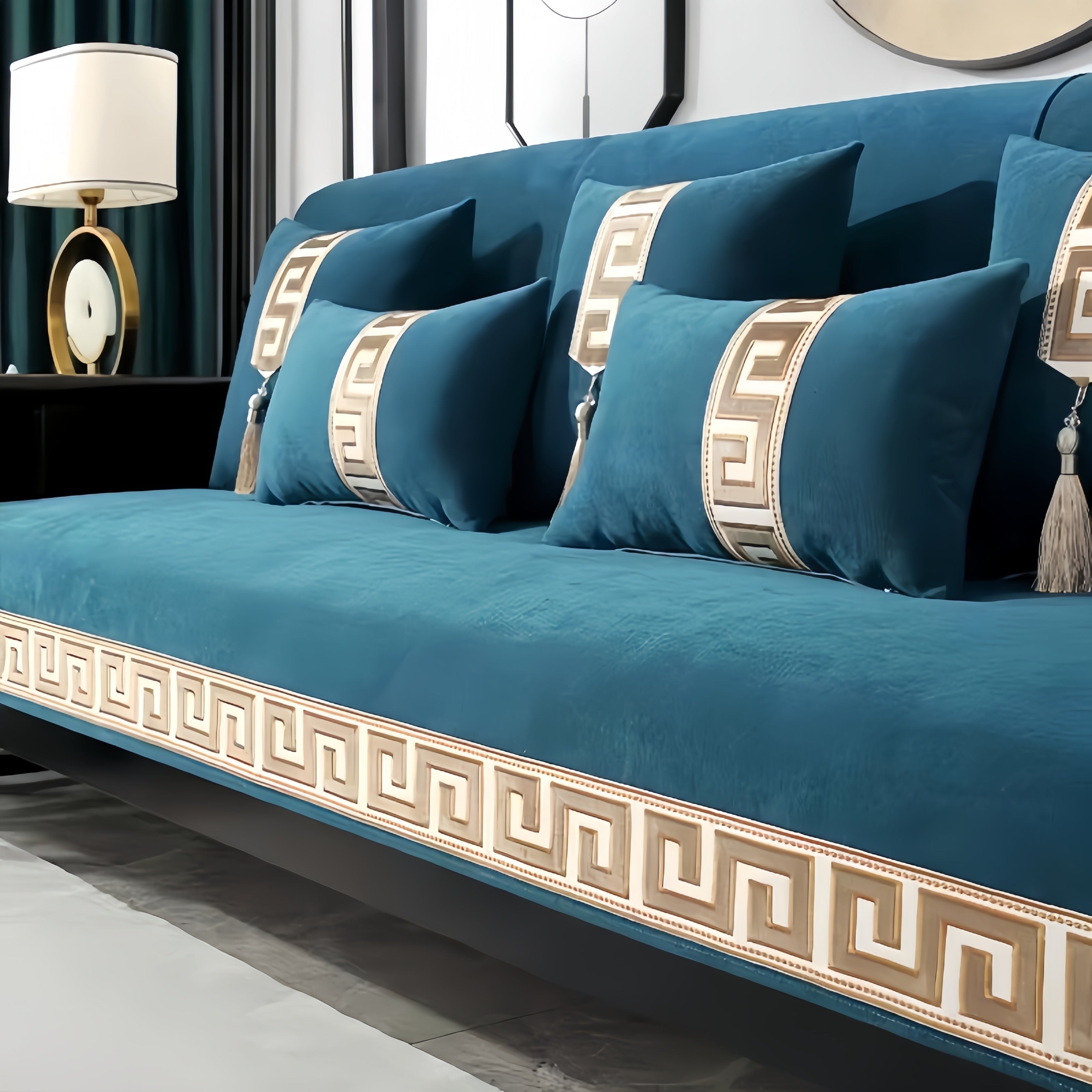 Bohemian Chenille Sofa Cover All Season Non-Slip Pet-Friendly Modern Geometric Fits 1-4 Seaters