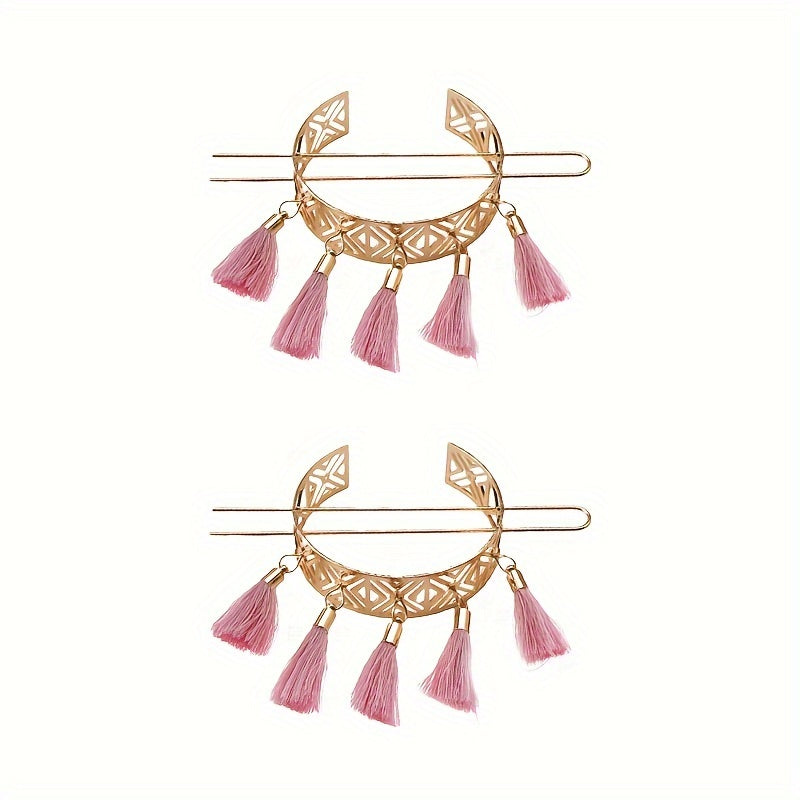 Set of 2 Floral Hollow Retro Hairpins U-Shaped Hair Accessories for Women