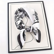 Square Satin Silk Scarf 70cm Monochrome Landscape Print Hair Bandana Neck Wrap