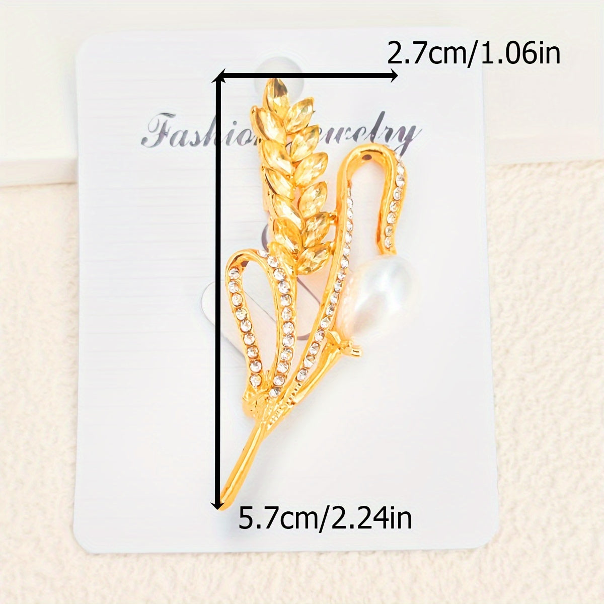 Elegant Rhinestone Wheat Pearl Brooch for Sweaters Shirts and Suits 1 or 2 Pieces