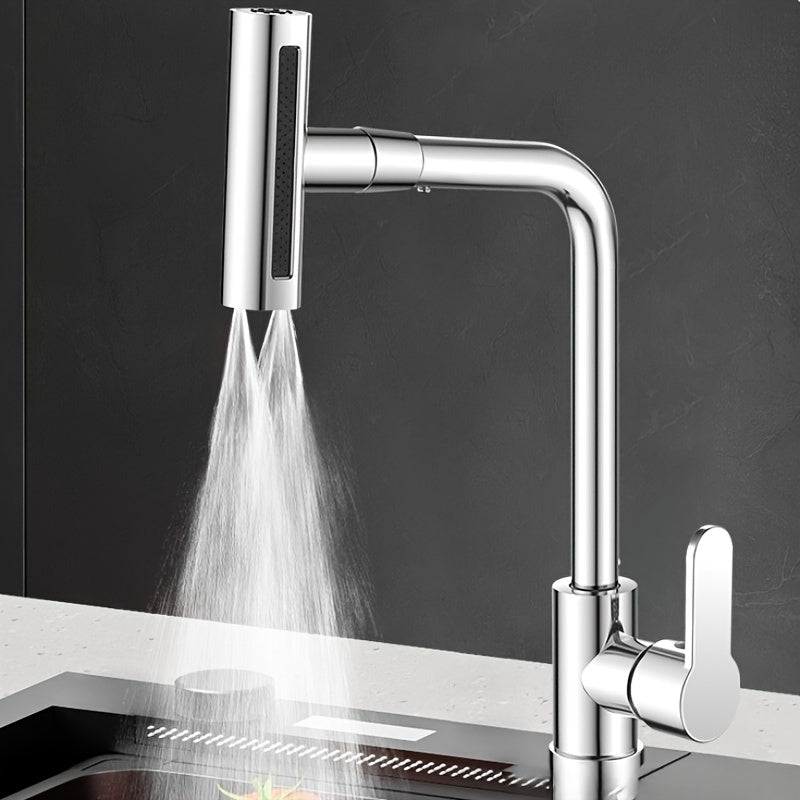 Commercial Kitchen Faucet with Sprayer Rotary Spout Single-Handle Mixer Space-Saving Design