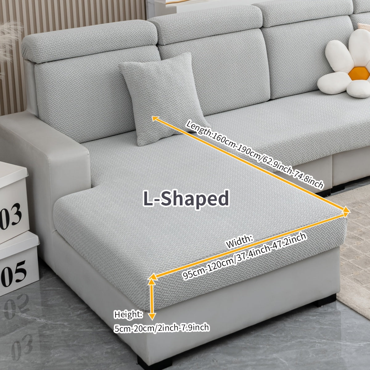 Checkered Pattern Polar Fleece Sofa Cover Boho Style Stretch Fabric Stain and Pet Scratch Protection