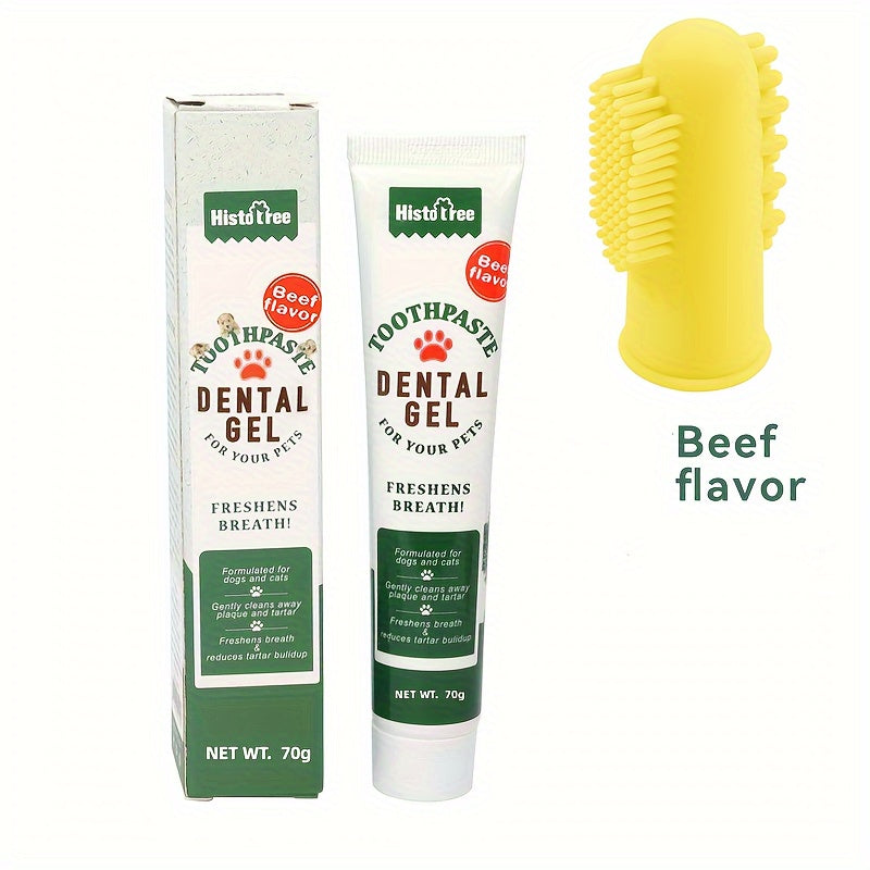 2pcs Silicone Fingertip Pet Toothbrush and Toothpaste Set for Dogs and Cats