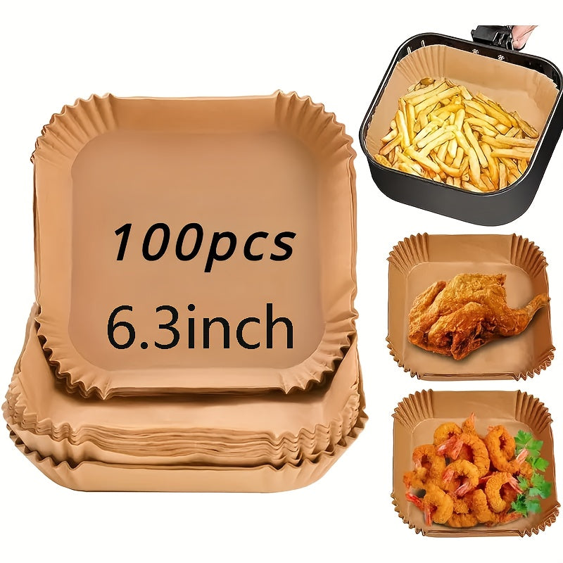 Disposable Air Fryer Liners 100pcs Water-resistant Parchment Paper for Air Fryer Outdoor Cooking Kitchen Accessories