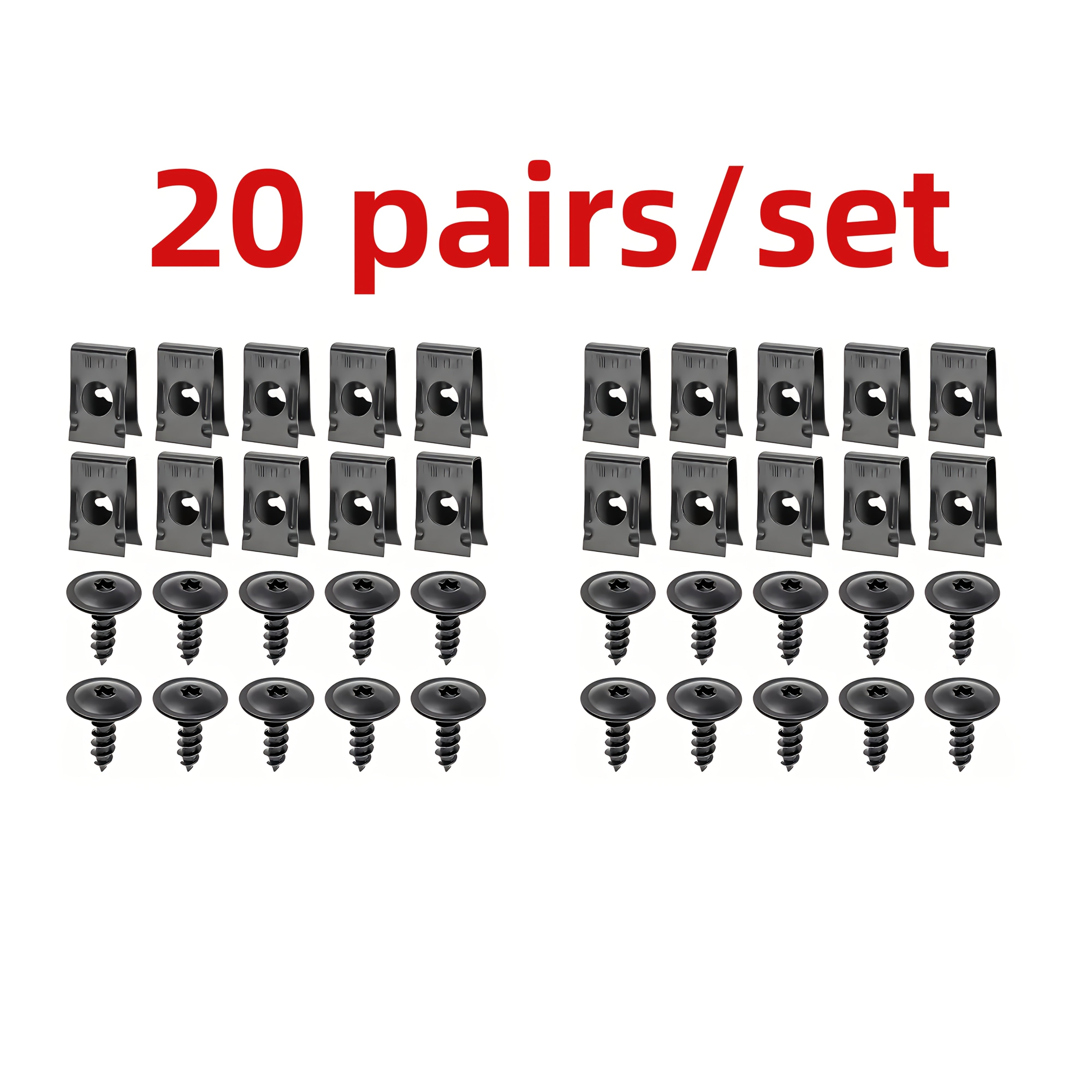 Set of 10/20/50 Metal U-Bolt Clips and Screws for Car Body Bumper Hardware