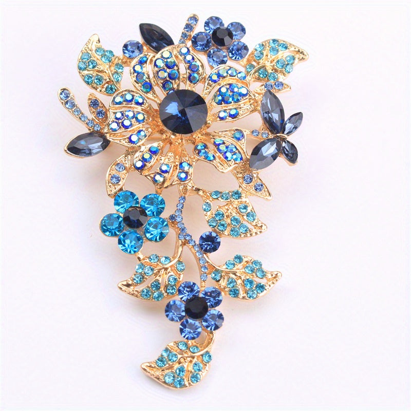 Rhinestone Floral Brooch Faux Flower Pin for Outfits Purses Hats Unconventional Shape
