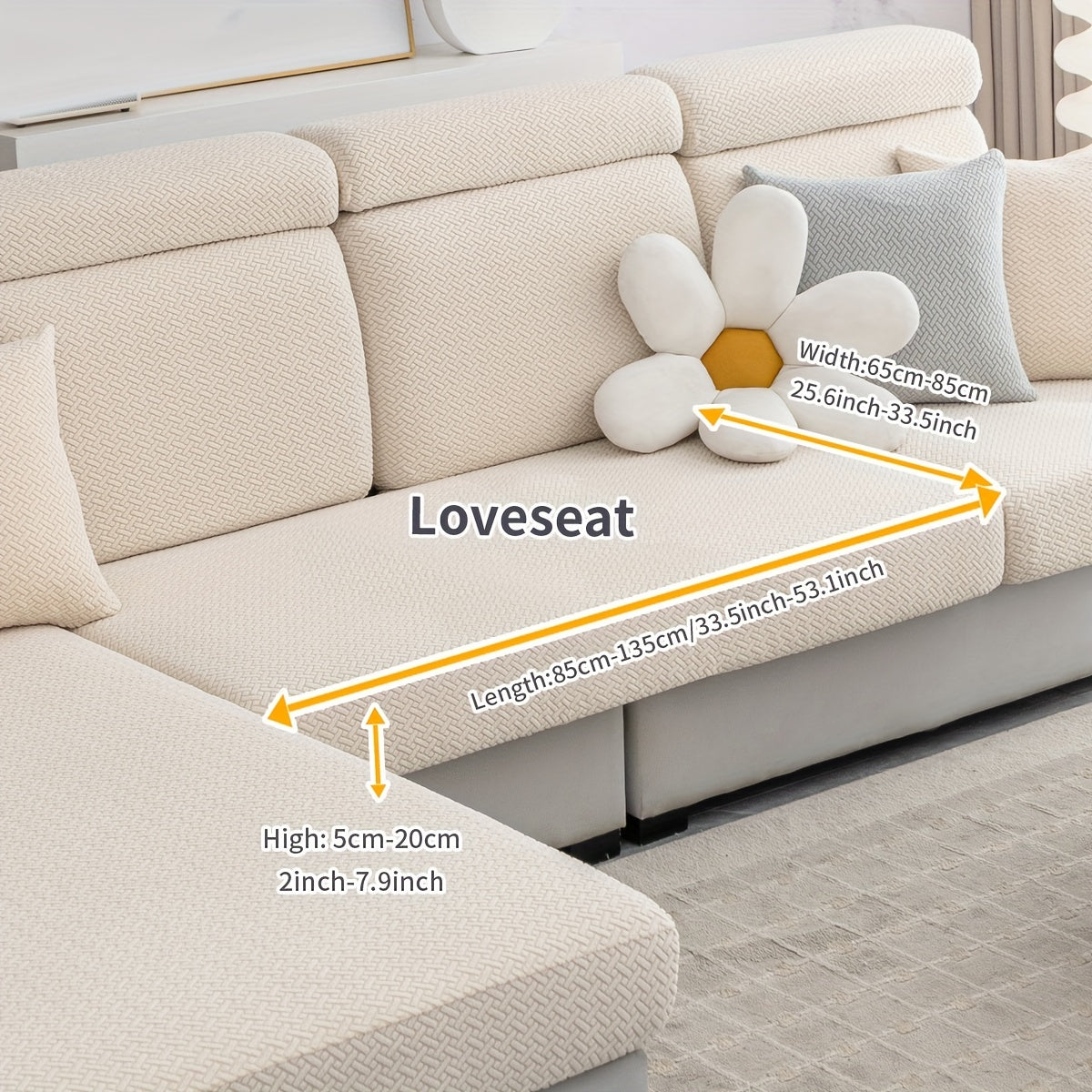 Checkered Pattern Polar Fleece Sofa Cover Boho Style Stretch Fabric Stain and Pet Scratch Protection