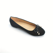 Women's Slip-On Ballet Flats Black Round-Toe PU Shoes Comfortable All-Season