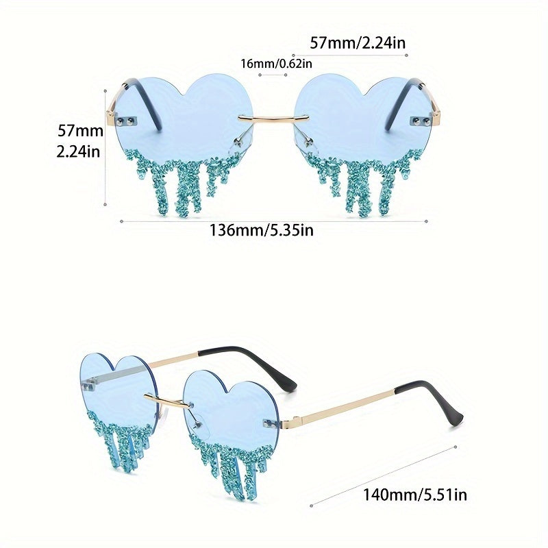 Women's Rimless Fashion Glasses with Rhinestones for Parties and Festivals