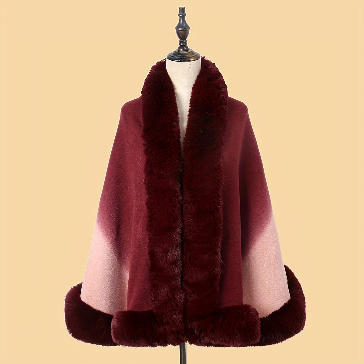 Winter Shawl Wrap Imitation Rabbit Fur Cashmere Lining 65x165cm Warm