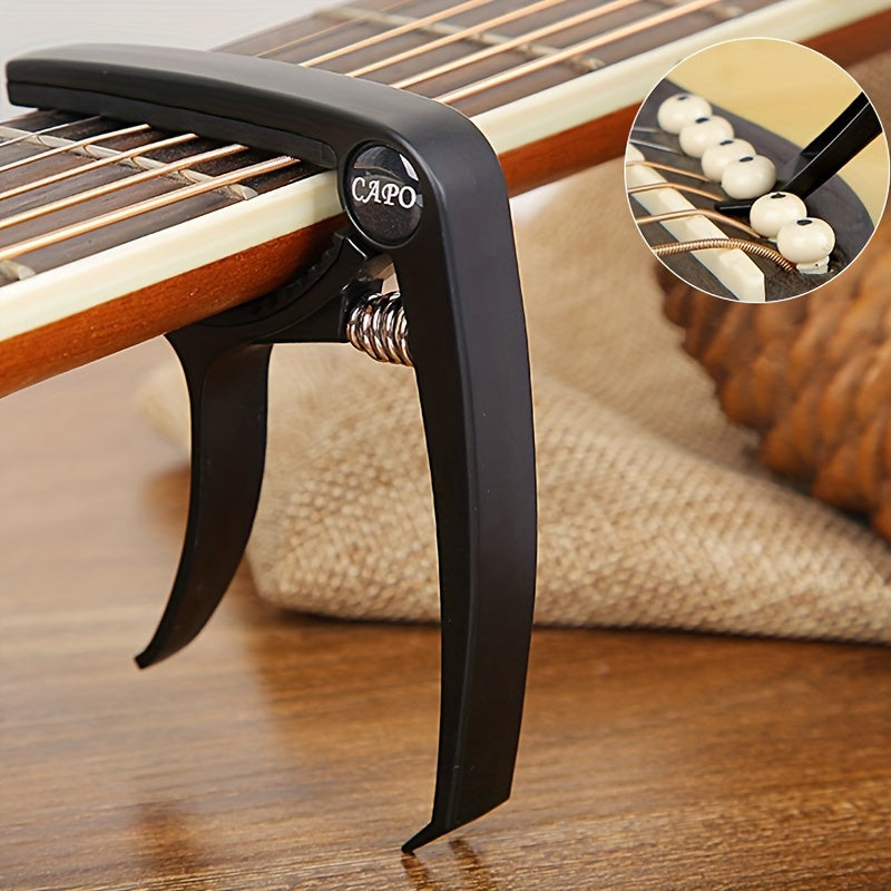 Multi-Function Zinc Alloy Guitar Capo with Black Tuner Clip for Guitars and Ukuleles